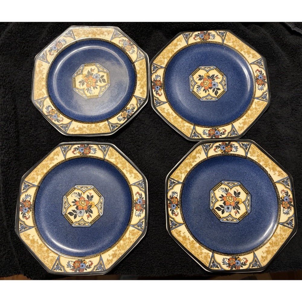 Wedgewood Melody Blue Art Deco Octagonal Side Plate Set Of 4